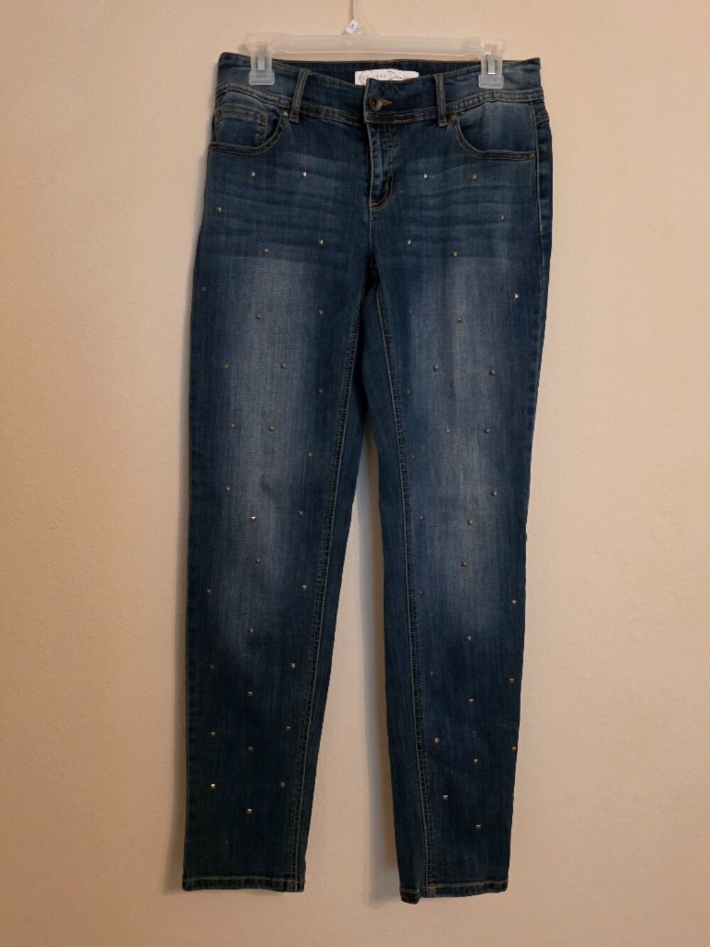 Denim Studded Dark Wash Skinny Jeans Size 8